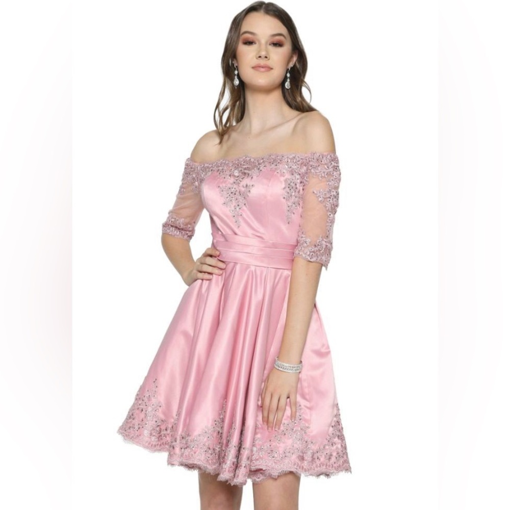 Juliet Short Embroidered Lace Applique Dress